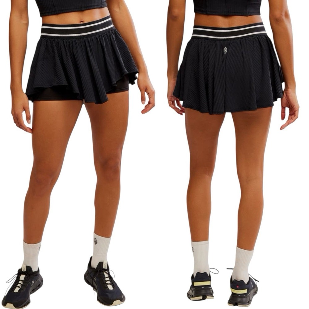 NEW Free People‎ Movement Sultry Skort Pleated Mini Black XL Tennis Pickleball